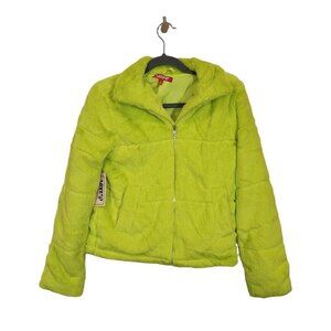Love83 Faux Fur Jacket in Lim Green - Size Small‎